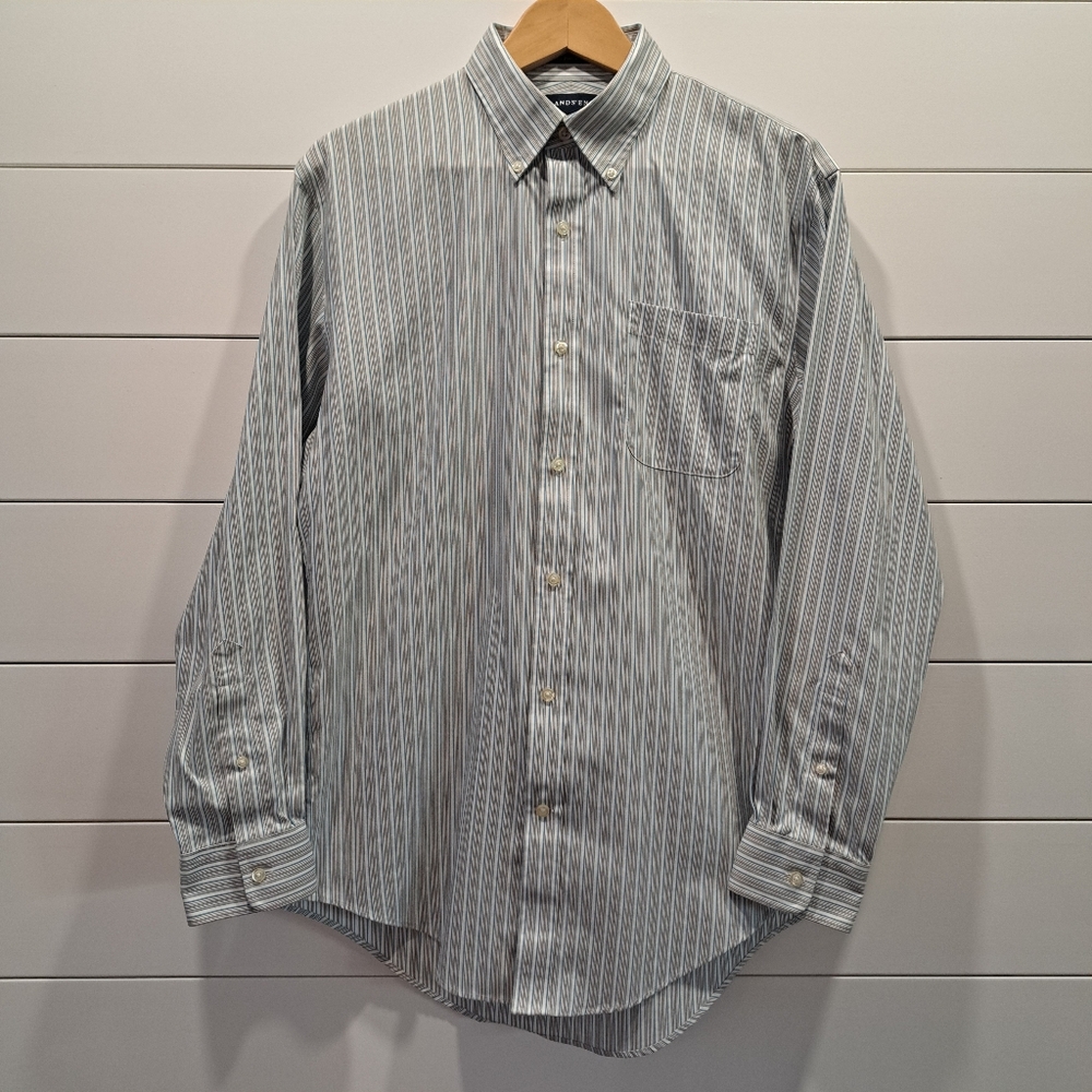 Lands' End Tailored Fit Pinpoint Oxford Preppy Button Down Shirt 15 1/2 - 33